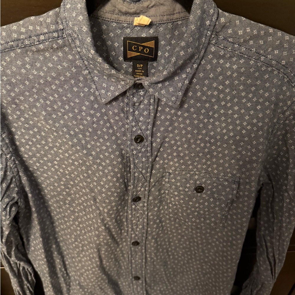 CPO Men's Casual Blue Button Down Shirt